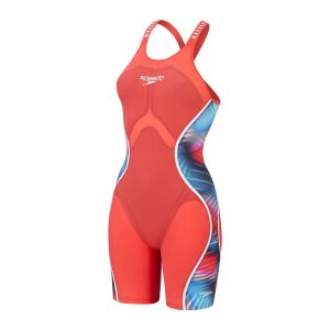 Speedo Womens Fastskin LZR Pure Intent 2 Openback Kneeskin - Flame Red/Picton Blue/Snow Reflective