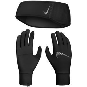 Nike Womens Essential Running Headband And Glove Set - Black