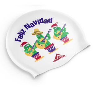 Swimzi Christmas White Feliz Navidad Swim Cap - White