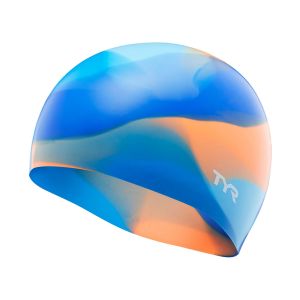 TYR Junior Tie Dye Silicone Swim Cap - Blue