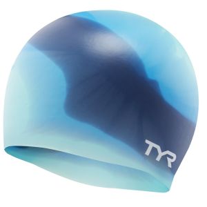 TYR Junior Tie Dye Silicone Swimming Cap - Blue