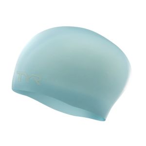 TYR Long Hair Wrinkle Free Silicone Swimming Cap - Sky Blue