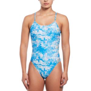 Nike Womens Hydrastrong Multi Print Cutout One Piece Swimsuit - Photo Blue