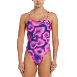 Nike Womens Hydrastrong Digi Haze Cutout One Piece Swimsuit - Fierce Pink