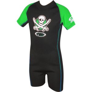 TWF Kids Pirate 2mm Summer Shortie Wetsuit - Black/Green