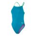 Speedo Womens Solid Vback Swimsuit - Blue/Green