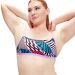 Speedo Womens Allover Digital Cross Back Crop Top - Black/White/Watermelon/Bolt/Sweet Purple