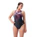 Speedo Womens Printed Hydrasuit Swimsuit - Black/Plum Dandy/Picton/Siren