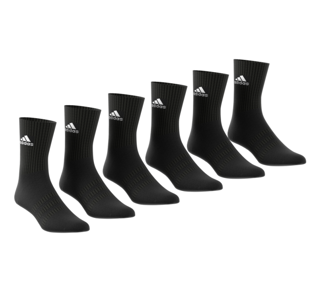 Adidas Cushioned Crew Socks 6 Pairs - Black, Footwear
