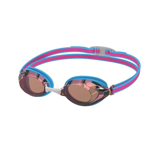 Speedo Junior Vanquisher 3.0 Mirror Picton Blue Vermillion Gold Mirror Swimming Goggles Free Returns