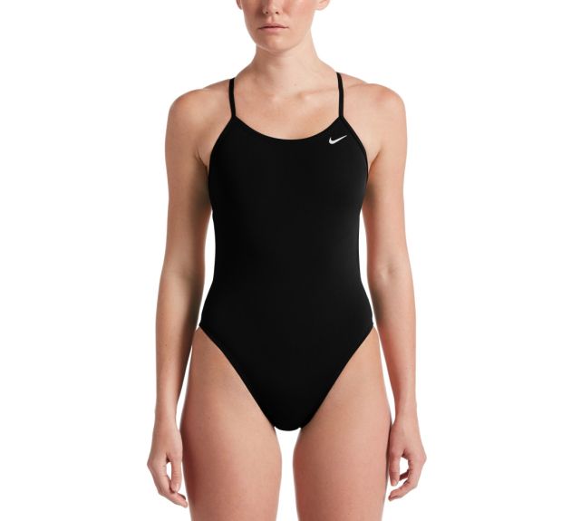 Nike Womens Hydrastrong Solid Cut Out One Piece Swimsuit Black Womens Swimsuits