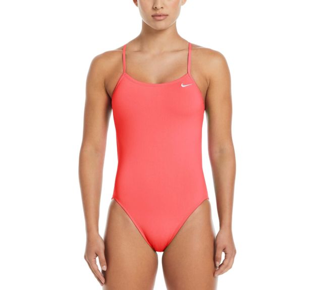 Nike Womens Hydrastrong Solid Cutout One Piece Swimsuit Hot Punch Womens Swimsuits