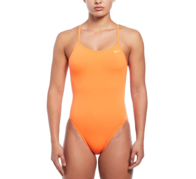 Nike Womens Hydrastrong Solid Cutout One Piece Swimsuit Orange